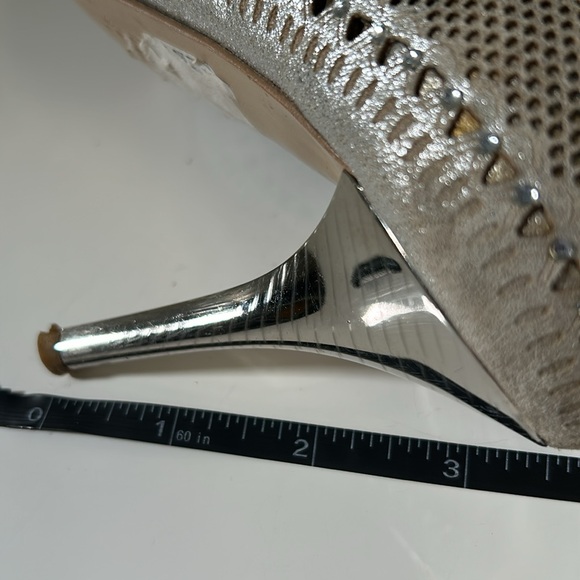 Women elegant hand made leather silver shoes SIZE 38 - Picture 13 of 13